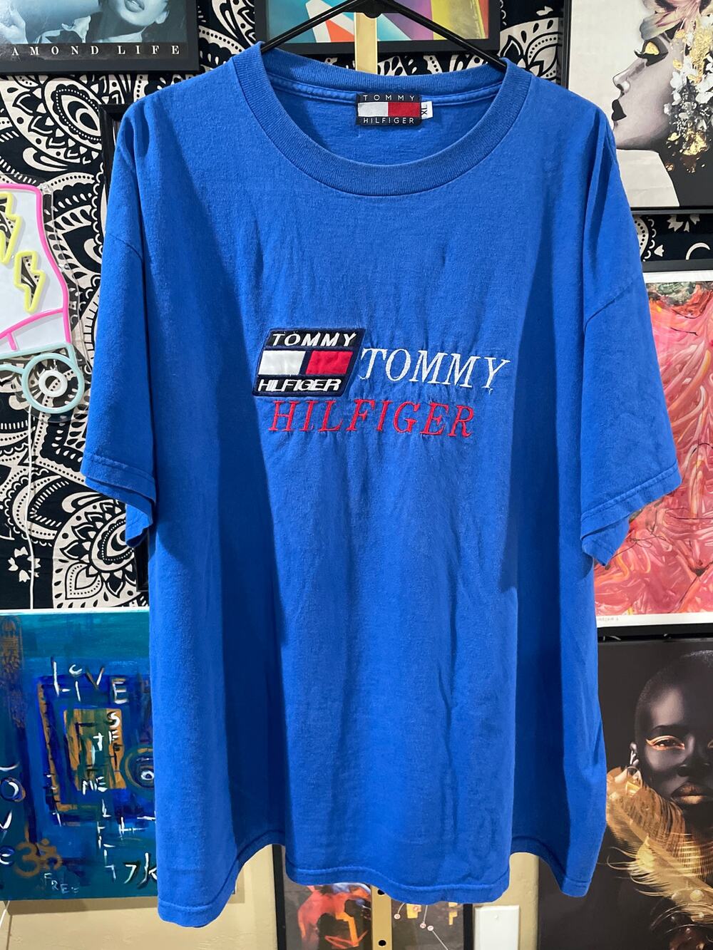 Vintage Y2K 2000 Era Tommy Hilfiger Oversized Baggy Embroidered T-Shirt XL